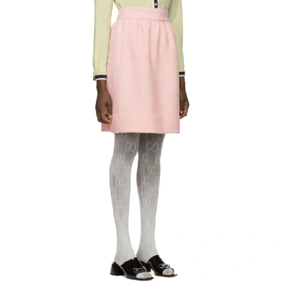Shop Gucci Pink Wool Tweed Miniskirt In 5209 Light