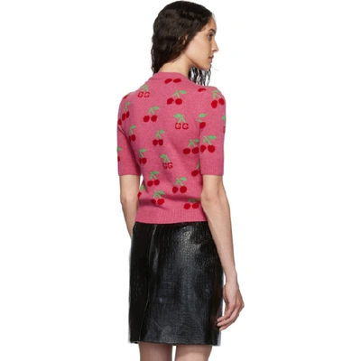 Shop Gucci Pink Cherries Short Sleeve Sweater In 5148 Pink