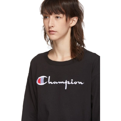 Shop Champion Reverse Weave Black Big Script Logo T-shirt In Kk001 Black