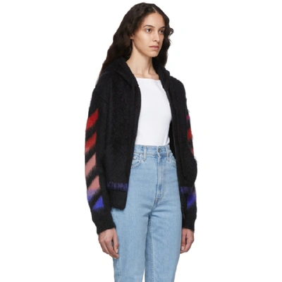 Shop Off-white Black And Multicolor Brushed Mohair Diag Hoodie In Black Multi