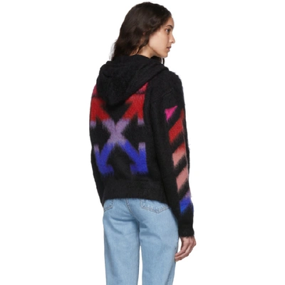 Shop Off-white Black And Multicolor Brushed Mohair Diag Hoodie In Black Multi