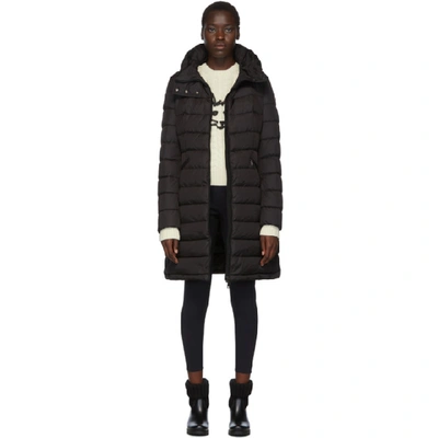 Shop Moncler Black Down Flammette Coat In 999 Black