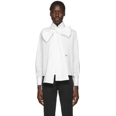 Shop Fendi White Oversized Bow Blouse In F0znm White