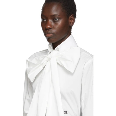 Shop Fendi White Oversized Bow Blouse In F0znm White
