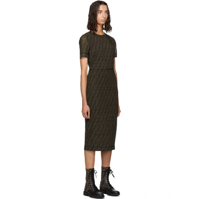 Shop Fendi Brown Mesh Forever  Dress In F118w Multi