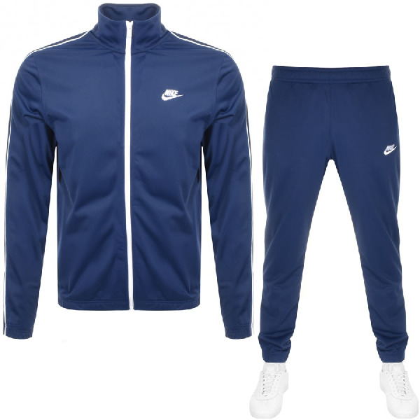 blue and white nike tracksuit