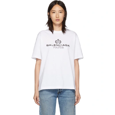 Shop Balenciaga White Paris Laurel T-shirt