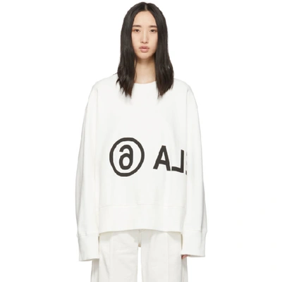 Shop Mm6 Maison Margiela Off-white Logo Sweatshirt In 101 Offwhit