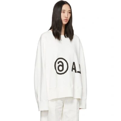 Shop Mm6 Maison Margiela Off-white Logo Sweatshirt In 101 Offwhit