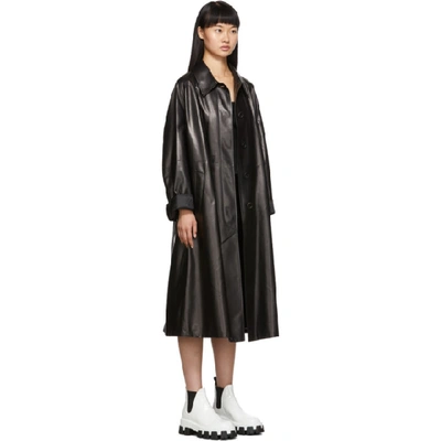 Shop Prada Black Soft Leather A-line Trench Coat