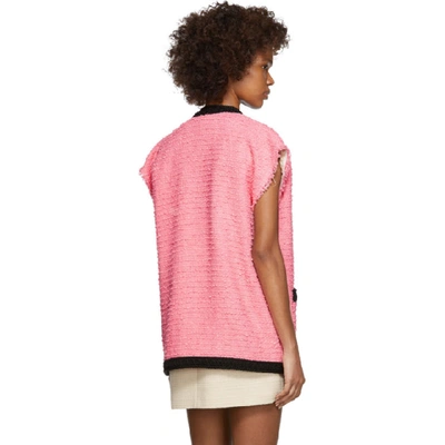 Shop Gucci Pink Tweed Vest In 5474 Bubble