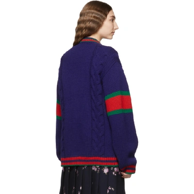 Shop Gucci Blue Oversized A Varsity Cardigan In 4206 Blue