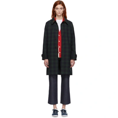 Shop A.p.c. Green & Navy Dinard Coat