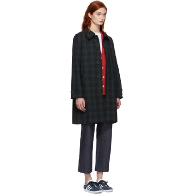 Shop A.p.c. Green & Navy Dinard Coat