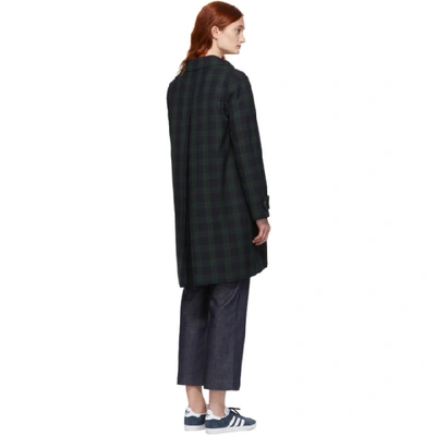 Shop Apc Green & Navy Dinard Coat