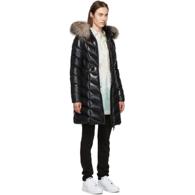 Shop Moncler Black Down And Fur Fulmarus Coat In 999 Black