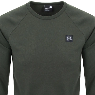 Shop Under Armour Rival Crew Neck Sweatshirt Green In Green / Black / Grey