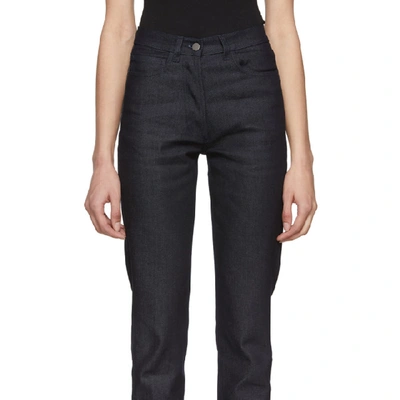 Shop A_plan_application A-plan-application Indigo Straight Cropped Jeans In Denim Wash