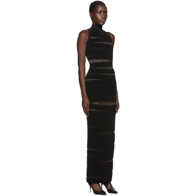 Shop Balmain Black Sleeveless Long Dress In 0pa Black