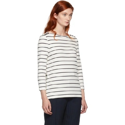 Shop A.p.c. White Myrtille Mariniere Long Sleeve T-shirt In Aab Blanc