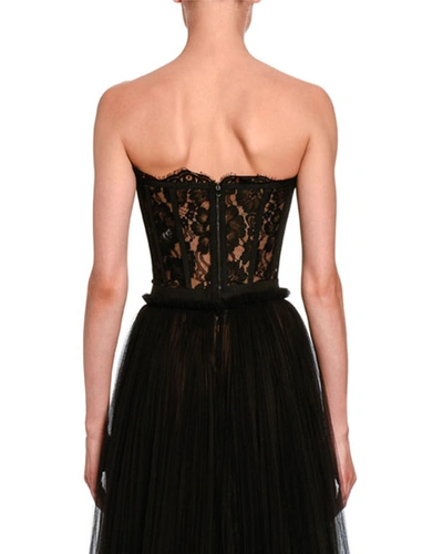 Shop Dolce & Gabbana Lace Bustier Top In Black