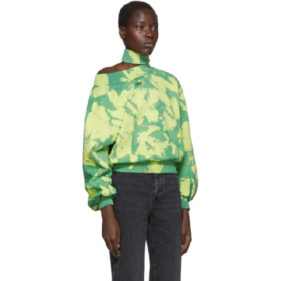 Shop Off-white Green Tie-dye Trashed Sweatshirt In Light Green