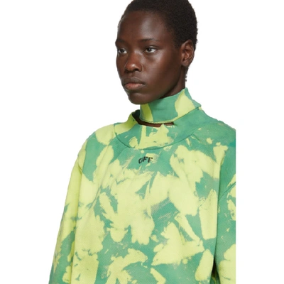 Shop Off-white Green Tie-dye Trashed Sweatshirt In Light Green