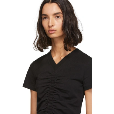 Shop Alexander Wang T Alexanderwang.t Black Cropped Ruched T-shirt In 001 Black