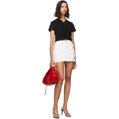 Shop Alexander Wang T Alexanderwang.t Black Cropped Ruched T-shirt In 001 Black