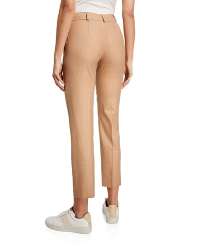 Shop Agnona Flannel Tapered Classic Wool Pants In Camel