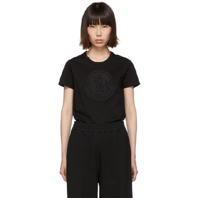 Shop Moncler Black Logo T-shirt In 999 Black