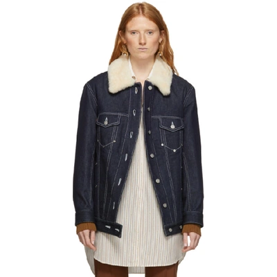 Shop Chloé Chloe Blue Quilted Denim Jacket