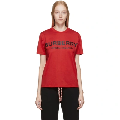 Shop Burberry Red Dovey T-shirt In Bright Red