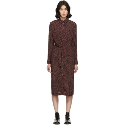 Shop A.p.c. Burgundy Leopard Karen Dress In Maroon