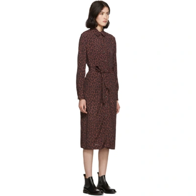 Shop Apc A.p.c. Burgundy Leopard Karen Dress In Maroon