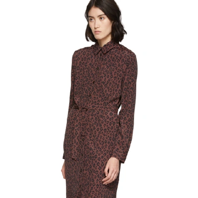 Shop A.p.c. Burgundy Leopard Karen Dress In Maroon