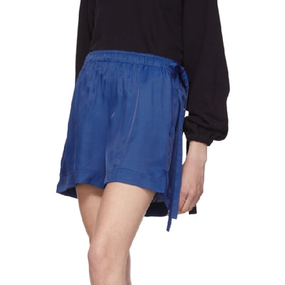 Shop Helmut Lang Blue Viscose Pull-on Shorts In Cobalt