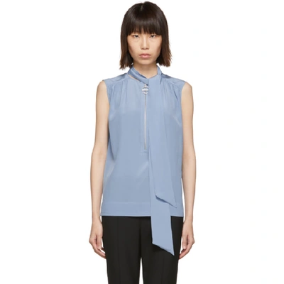 Shop Givenchy Blue Silk Sleeveless Blouse In 450 Sky