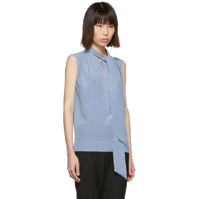 Shop Givenchy Blue Silk Sleeveless Blouse In 450 Sky