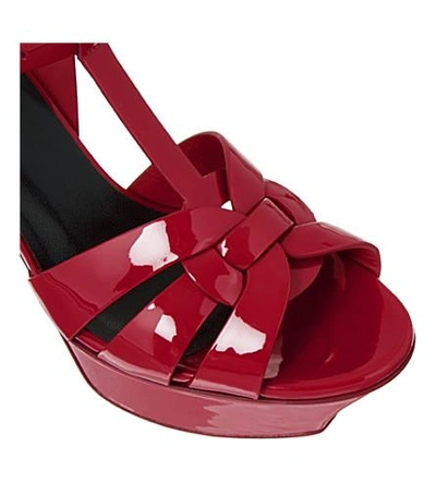Shop Saint Laurent Classic Tribute Sandals In Dark Red Patent Leather In Red/dark