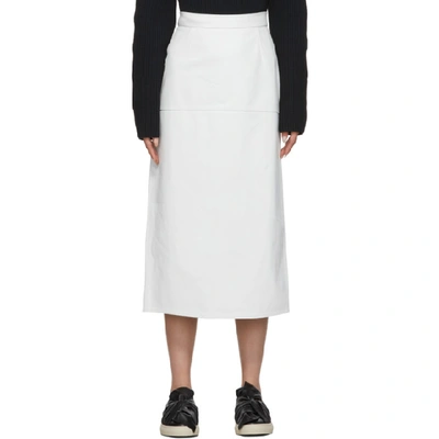 PORTS 1961 白色中长款皮革半身裙