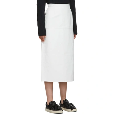 Shop Ports 1961 White Long Leather Skirt In 10ow White