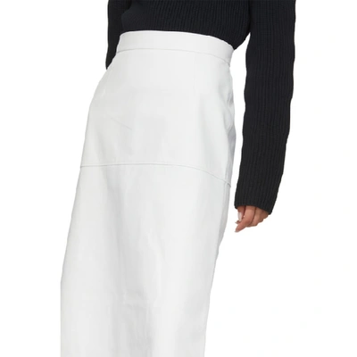 Shop Ports 1961 White Long Leather Skirt In 10ow White