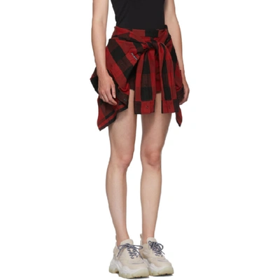 Shop Alexander Wang Black And Red Plaid Tie Front Skort In 959 Blk/red