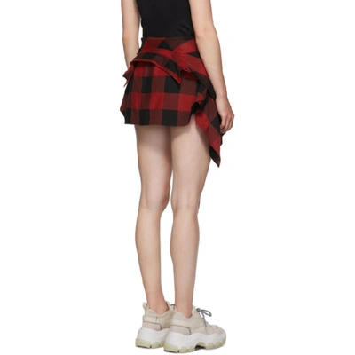 Shop Alexander Wang Black And Red Plaid Tie Front Skort In 959 Blk/red