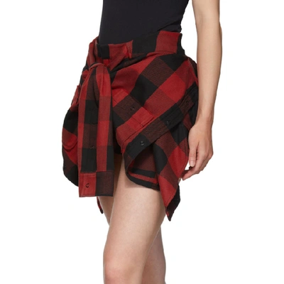 Shop Alexander Wang Black And Red Plaid Tie Front Skort In 959 Blk/red