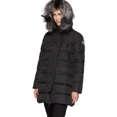 Shop Moncler Black Down And Fur Aprhoti Coat In 999 Black