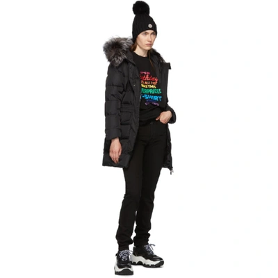 Shop Moncler Black Down And Fur Aprhoti Coat In 999 Black