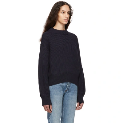 Shop Helmut Lang Navy Wool And Cotton Sweater In Ink