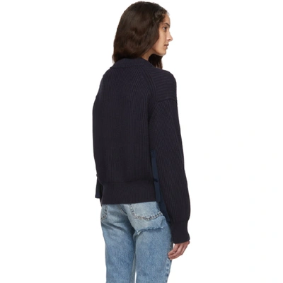 Shop Helmut Lang Navy Wool And Cotton Sweater In Ink